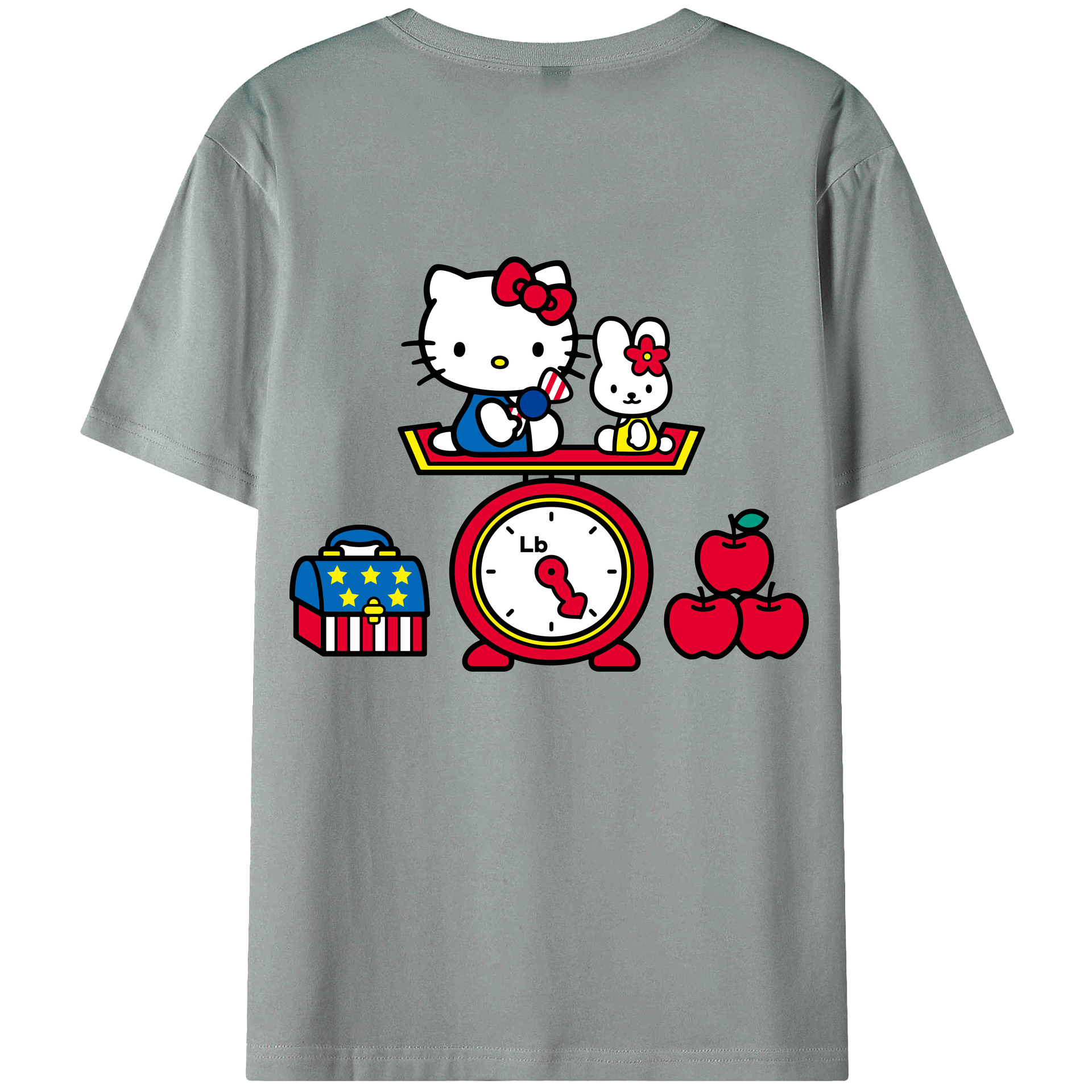 （画像用） Hello Kitty ハローキティ 綿100％ メンズ半袖Tシャツ（バックプリント） 通気性